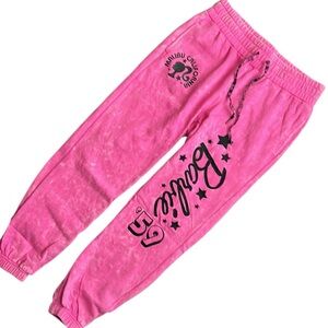 Barbie Sweatpants Women’s Pink Joggers Fleece Embroidered Elastic waist